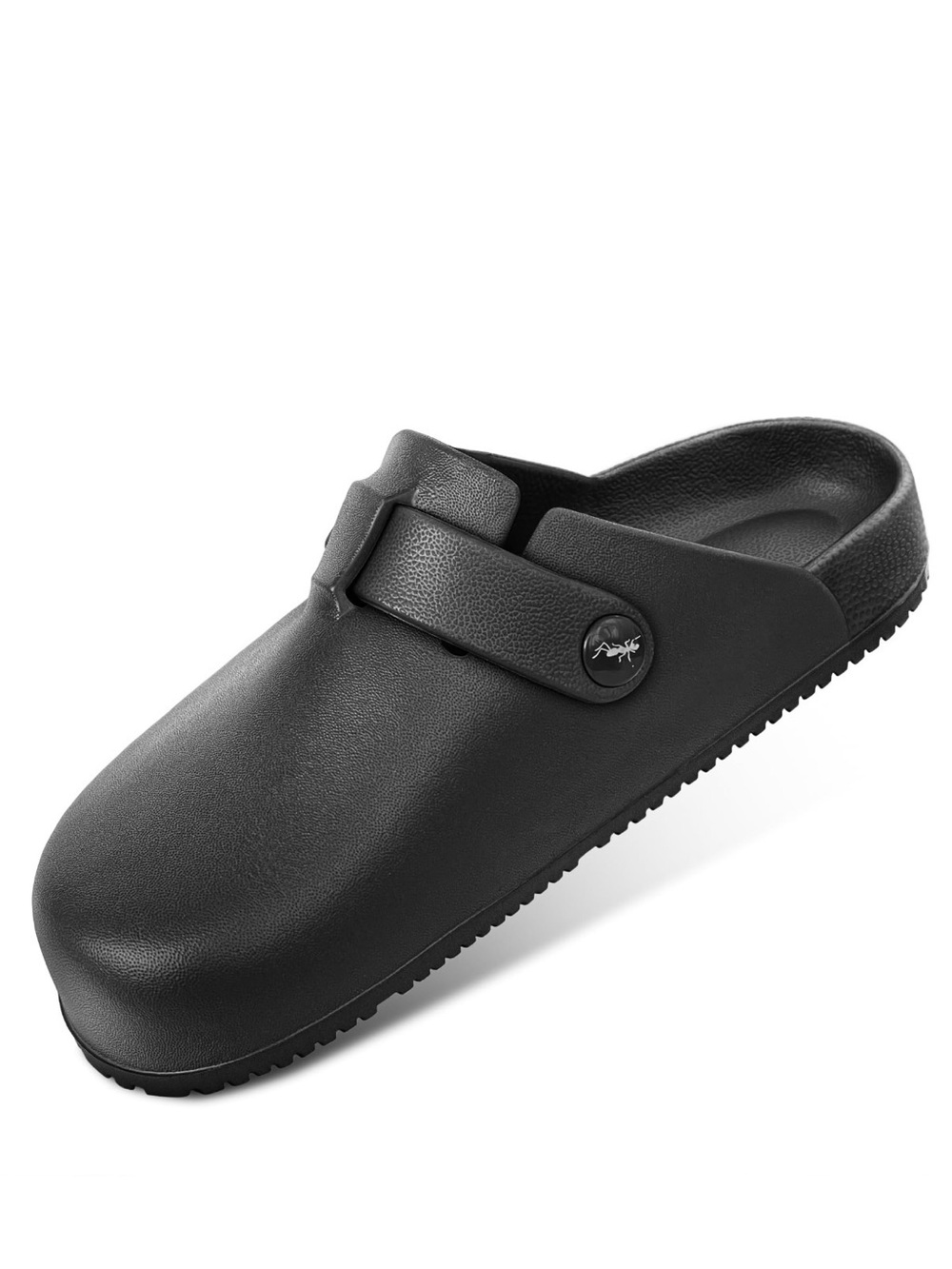 Black Slip-On Buckle Clog